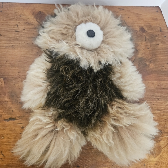 Alpaca Fur Brown, Tan and Cream Teddy Bear Alpaca Wool Fleece Hair Plush Bear - Picture 4 of 8